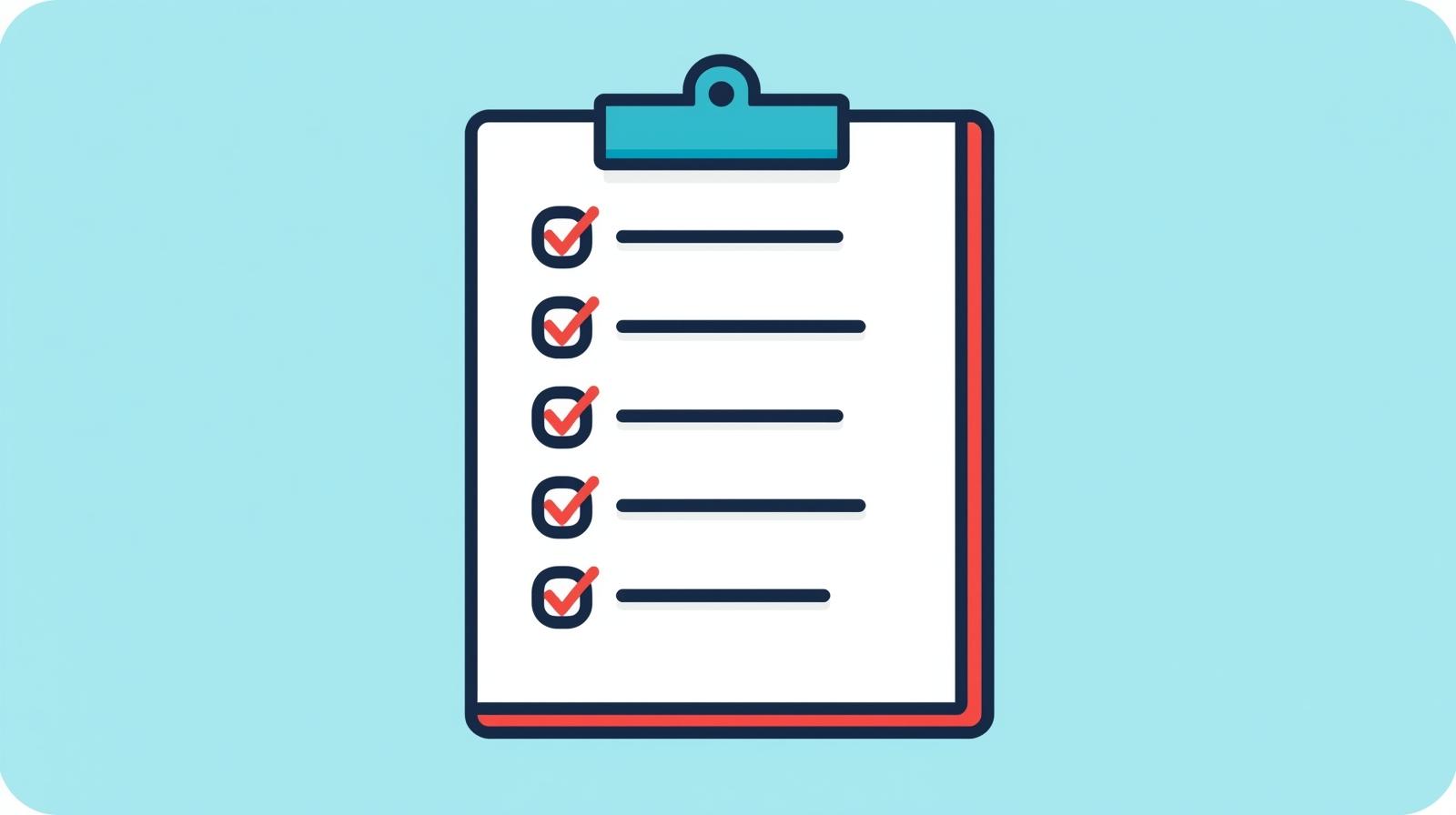 First day checklist with checkmarks